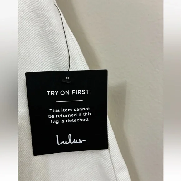 Lulus  Ivory Denim Corset Seam Mini Dress size Small NWT - Picture 7 of 9